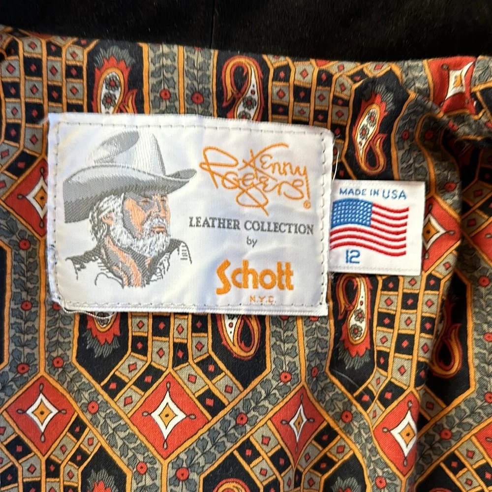 🔥RARE🔥Vintage Kenny Rogers Collection by Schott Suede Leather Fringe Jacket - Picture 5 of 13